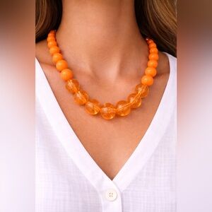 Orange Statement Necklace | Sparkle Beads | Resort Summer Style